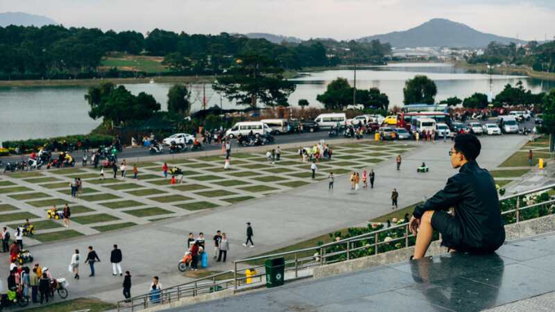 community gathering in a park