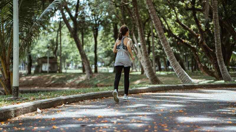 jogging in a park